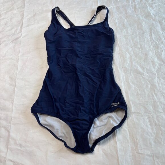 Speedo Navy Blue One Piece Swim Suit Womens Size Small Padded Racing - Picture 1 of 7